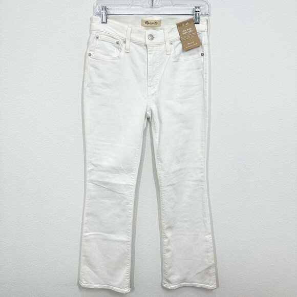 Madewell Women's Size 26 Mid Rise Kick Out Crop White Denim Jeans NWT Summer - Picture 1 of 7